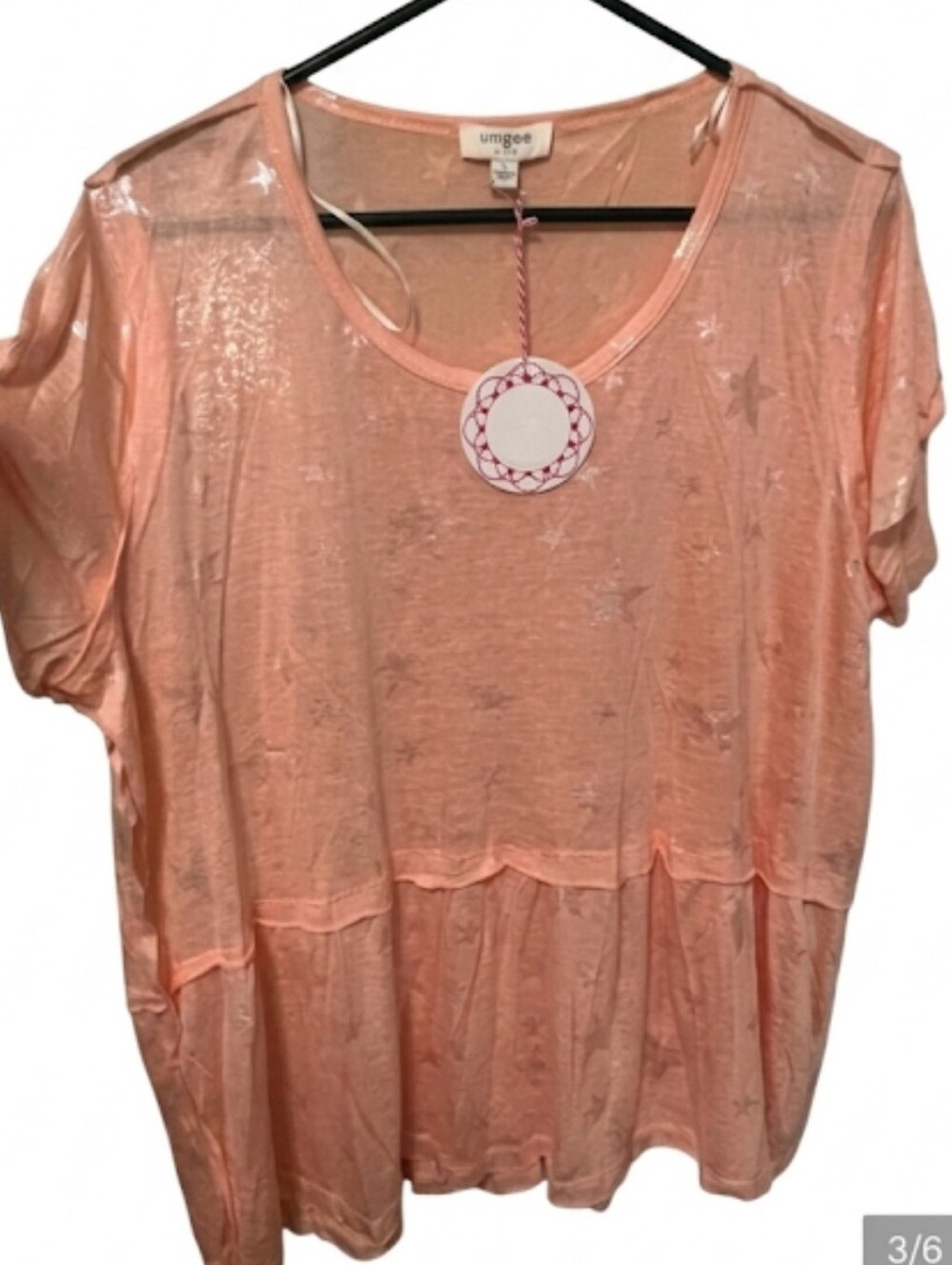 Umgee Peach Star Tee, NWT - Picture 4 of 4